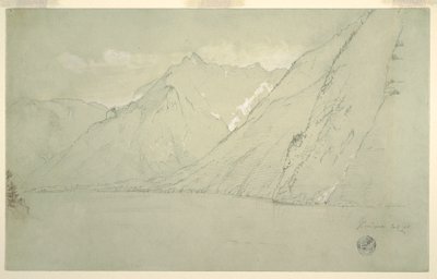 Rysunek, jezioro Königssee z Falkenstein, lipiec 1868 r. autorstwa Frederic Edwin Church