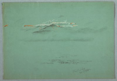 Rysunek, jezioro Millinoket i góra Katahdin, 1878 r. autorstwa Frederic Edwin Church
