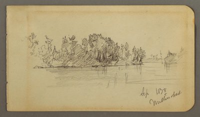 Rysunek, Jezioro i zalesiony brzeg, 1878 r. autorstwa Frederic Edwin Church