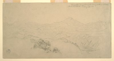 Rysunek, kompozycja krajobrazu: Sugerowana przez scenerię na drodze między Paso w Kolumbii a Quito w Ekwadorze, 26 sierpnia 1853 r. autorstwa Frederic Edwin Church