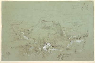 Rysunek, Krajobraz w pobliżu Guarandy, Ekwador, 5 czerwca 1857 r. autorstwa Frederic Edwin Church