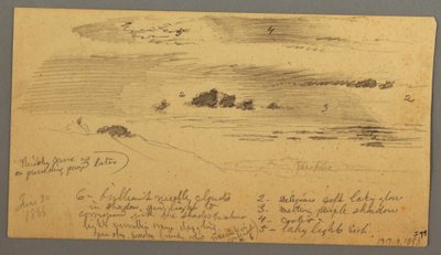 Rysunek, szkic krajobrazu, dolina Hudson, Nowy Jork, 30 czerwca 1866 r. autorstwa Frederic Edwin Church
