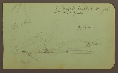 Rysunek, pejzaż; Verso: zbocze góry, 1883 r. autorstwa Frederic Edwin Church