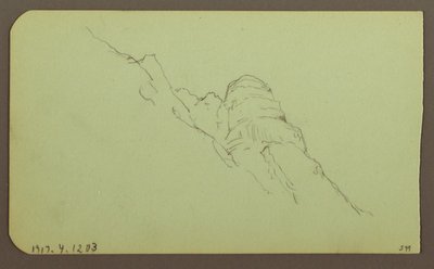 Rysunek, pejzaż; Verso: zbocze góry, 1883 r. autorstwa Frederic Edwin Church