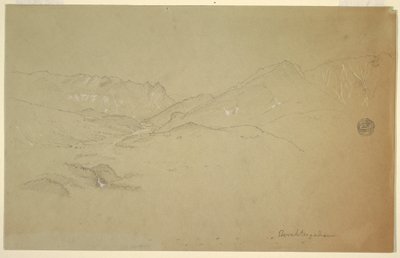 Rysunek, Krajobraz w pobliżu Berchtesgaden, czerwiec-lipiec 1868 r. autorstwa Frederic Edwin Church