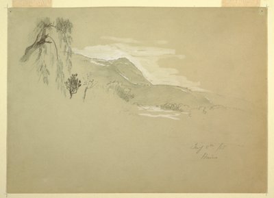 Rysunek, Krajobraz w pobliżu Huino, Meksyk, 8 stycznia 1885 r. autorstwa Frederic Edwin Church