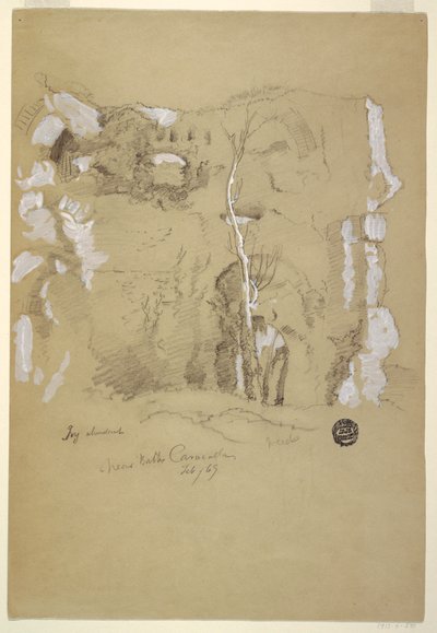 Rysunek, Krajobraz w pobliżu łaźni Karakalli, Rzym, luty 1869 r. autorstwa Frederic Edwin Church