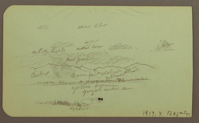 Rysunek, Pejzaż z kościołem; Verso: Pejzaż, 1883 autorstwa Frederic Edwin Church