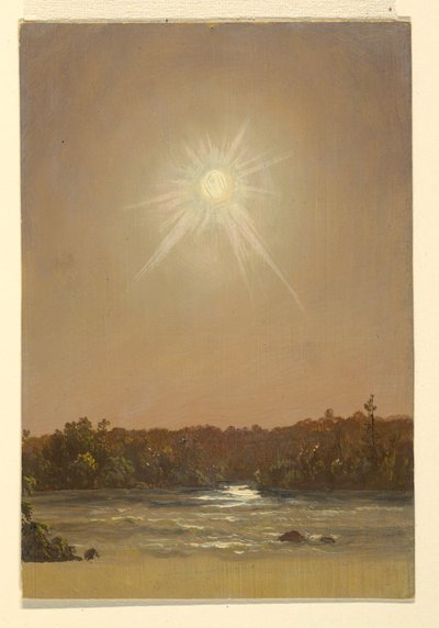 Rysunek, Maine, zachód słońca, 1855-65 autorstwa Frederic Edwin Church