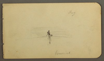 Rysunek, mężczyzna w kajaku, prawdopodobnie 1878 r. autorstwa Frederic Edwin Church