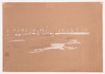 Rysunek, bagnisty krajobraz w pobliżu Millinocket, 20 września 1878 r. autorstwa Frederic Edwin Church
