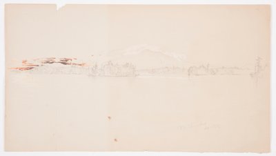 Rysunek, jezioro Millinocket, widok na górę Katahdin, wrzesień 1878 r. autorstwa Frederic Edwin Church