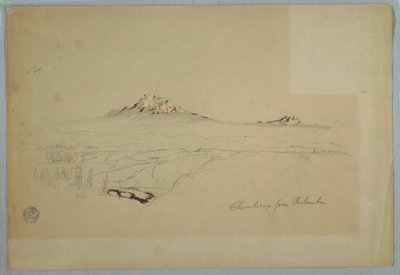 Rysunek, Góra Chimborazo, widok z Riobamby, Ekwador, lipiec 1857 r. autorstwa Frederic Edwin Church