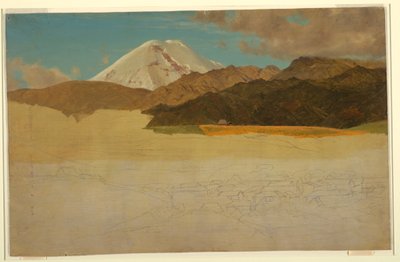 Rysunek, góra Chimborazo i Guaranda, Ekwador, maj lub czerwiec 1857 r. autorstwa Frederic Edwin Church