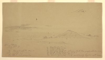Rysunek przedstawiający górę Chimborazo o zachodzie słońca, 1857 r. autorstwa Frederic Edwin Church