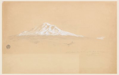 Rysunek przedstawiający górę Chimborazo z domu seniora Pablo Bustamante, Riobamba, Ekwador, 14 lipca 1857 r. autorstwa Frederic Edwin Church