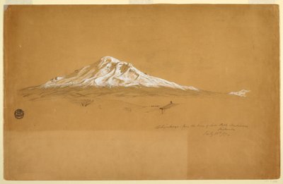Rysunek przedstawiający górę Chimborazo z domu seniora Pablo Bustamante, Riobamba, Ekwador, 14 lipca 1857 r. autorstwa Frederic Edwin Church