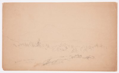 Rysunek "Mount Katahdin from the West" [Patrząc na zachód w kierunku Mount Katahdin], sierpień 1852 r. autorstwa Frederic Edwin Church