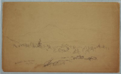 Rysunek "Mount Katahdin from the West" [Patrząc na zachód w kierunku Mount Katahdin], sierpień 1852 r. autorstwa Frederic Edwin Church