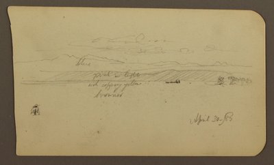 Rysunek, Krajobraz górski, postać; Verso: Krajobraz, 30 kwietnia 1885 r. autorstwa Frederic Edwin Church