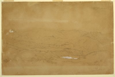 Rysunek, Krajobraz górski w pobliżu Guanojo i Guaranda, Ekwador, 10 czerwca 1857 r. autorstwa Frederic Edwin Church