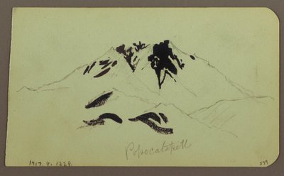 Rysunek, krajobraz górski, Taluca, rysunek; Verso: Popocatapetl, 1883 r. autorstwa Frederic Edwin Church