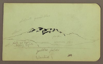 Rysunek, Krajobraz górski, "Itaccihuatl"; Verso: Szczyty górskie, 1883 r. autorstwa Frederic Edwin Church