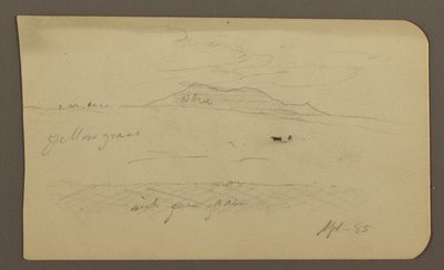 Rysunek, Krajobraz górski; Verso: Kościół z kopułą, kwiecień 1885 r. autorstwa Frederic Edwin Church