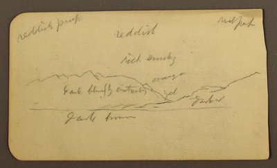 Rysunek, Krajobraz górski; Verso: Napisy, 1885 r. autorstwa Frederic Edwin Church