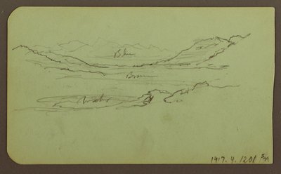 Rysunek, Krajobraz górski; Verso: Krajobraz, 1883 r. autorstwa Frederic Edwin Church