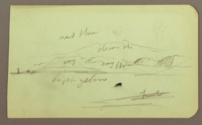 Rysunek, Krajobraz górski; Verso: Postać siedząca, Góra, 1883 autorstwa Frederic Edwin Church