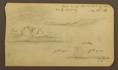 Rysunek, górskie krajobrazy; Verso: zbocze góry, Tocatecas, 22 grudnia 1884 r. autorstwa Frederic Edwin Church