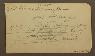 Rysunek, pasma górskie, Cuautla, kościół; Verso: Przyczajony koń, notatki krajobrazowe, luty 1885 r. autorstwa Frederic Edwin Church
