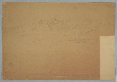 Rysunek, pasma górskie z surowymi szczytami w pobliżu Machachi, Ekwador, 19 czerwca 1857 r. autorstwa Frederic Edwin Church