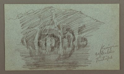 Rysunek, Góra i jej odbicie na jeziorze, prawdopodobnie 1868 r. autorstwa Frederic Edwin Church