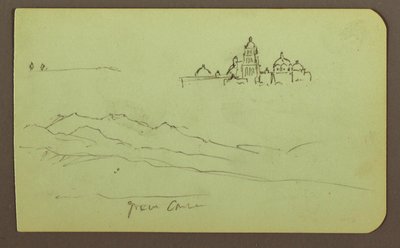 Rysunek, Góry, Kościół; Verso: Postacie, Kościół, 1883 r. autorstwa Frederic Edwin Church