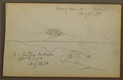 Rysunek, góry, Popayan, Kolumbia, sierpień 1853 r. autorstwa Frederic Edwin Church