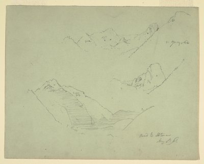 Rysunek, góry w pobliżu Abtenau, Salzkammergut, 5 sierpnia 1868 r. autorstwa Frederic Edwin Church