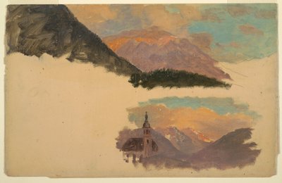 Rysunek, Góry w pobliżu Berchtesgaden, Bawaria, czerwiec 1868 r. autorstwa Frederic Edwin Church