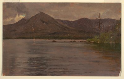 Rysunek przedstawiający górę Katahdin znad jeziora Katahdin, 1877 r. autorstwa Frederic Edwin Church