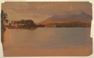 Rysunek, Mt. Katahdin z Togue Pond, 1878 r. autorstwa Frederic Edwin Church