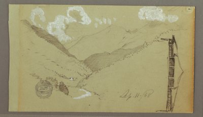 Rysunek, wąska dolina, budynek, 11 września 1803 r. autorstwa Frederic Edwin Church