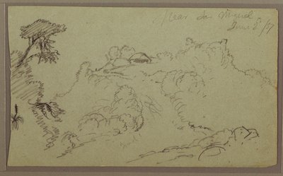 Rysunek, w pobliżu San Miguel, Ekwador; Verso: Niedokończony szkic górski, 2 czerwca 1857 r. autorstwa Frederic Edwin Church