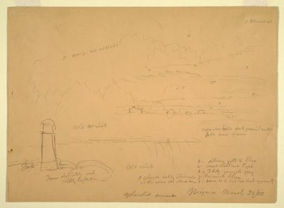Rysunek, wodospad Niagara, Terrapin Point, 20 marca 1856 r. autorstwa Frederic Edwin Church