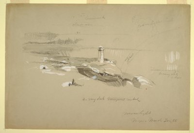 Rysunek wodospadu Niagara z Terrapin Point, 20 marca 1856 r. autorstwa Frederic Edwin Church