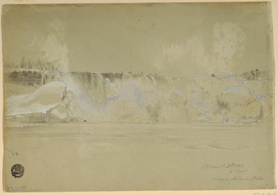 Rysunek Wodospad Niagara w śniegu, z północnego zachodu, 20 marca 1856 r. autorstwa Frederic Edwin Church
