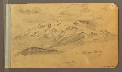 Rysunek, Orizaba; Verso: Zachmurzone niebo, dach, 1889 r. autorstwa Frederic Edwin Church