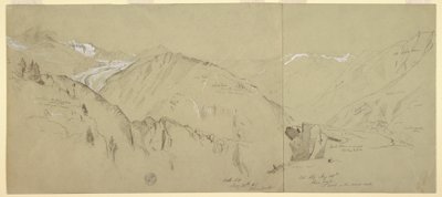 Rysunek, widok panoramiczny z Bel Arp, 1868 r. autorstwa Frederic Edwin Church