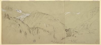 Rysunek, widok panoramiczny z Bel Arp, 1868 r. autorstwa Frederic Edwin Church