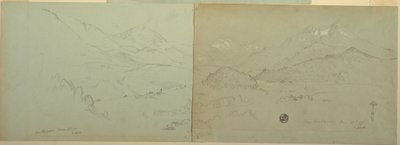 Rysunek, widok panoramiczny Unter-Schönau, 1868 r. autorstwa Frederic Edwin Church